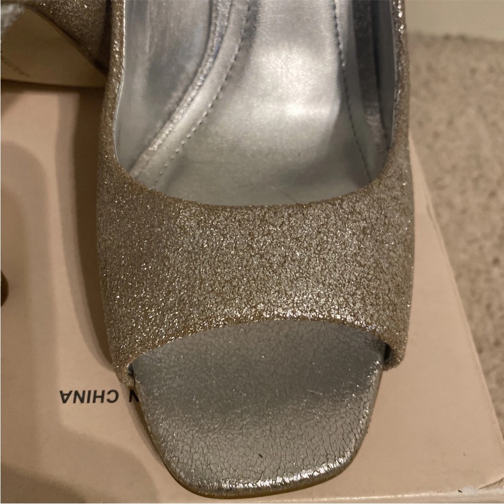 Bcbgeneration Glittering Silver Peep Toe Heels Ho… - image 5
